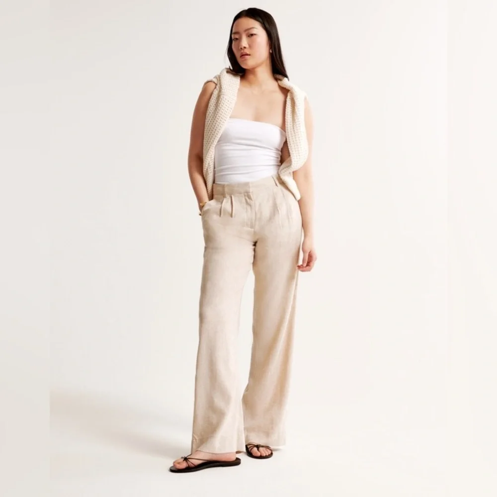 A&F Sloane Low Rise Tailored Linen-Blend Pant - Picture 4 of 9